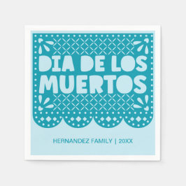 Personlig Blue Dia de los Muertos Pappra Napkins Pappersservett