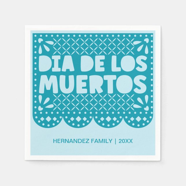 Personlig Blue Dia de los Muertos Pappra Napkins Pappersservett (Framsidan)