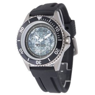 Personlig Blue Digital Camouflage Watch Decor Armbandsur