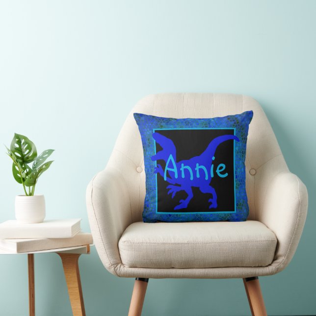 Personlig Blue Dinosaur Gömmer Kudde (Stol)