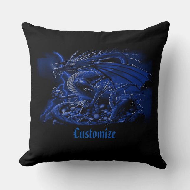 Personlig Blue Dragon Dekorativ kudde (Framsida)