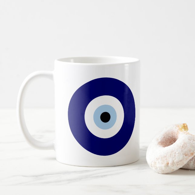 Personlig Blue Evil Öga Protection Symbol Kaffemugg (Med munk)