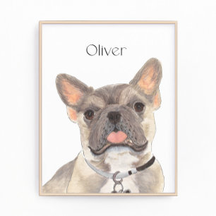 Personlig Blue Fawn Frenchie Fransk Bulldog Art Fototryck