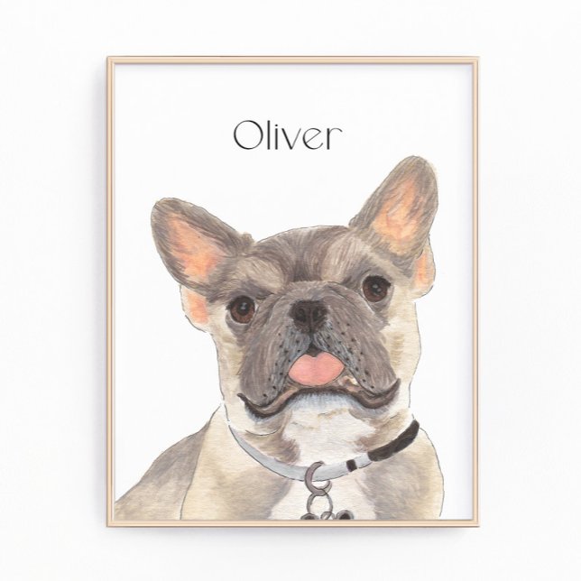 Personlig Blue Fawn Frenchie Fransk Bulldog Art Fototryck (Skapare uppladdad)