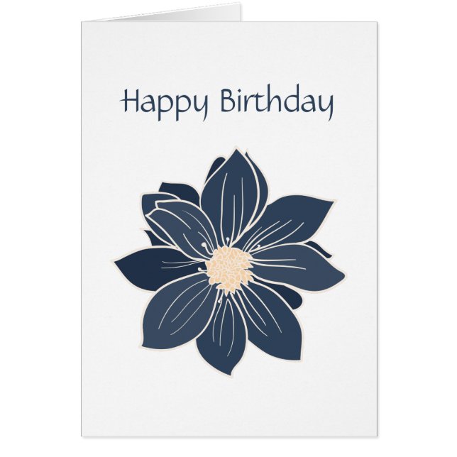 Personlig Blue Flower Dahlia Birthday Card Hälsningskort (Framsidan)
