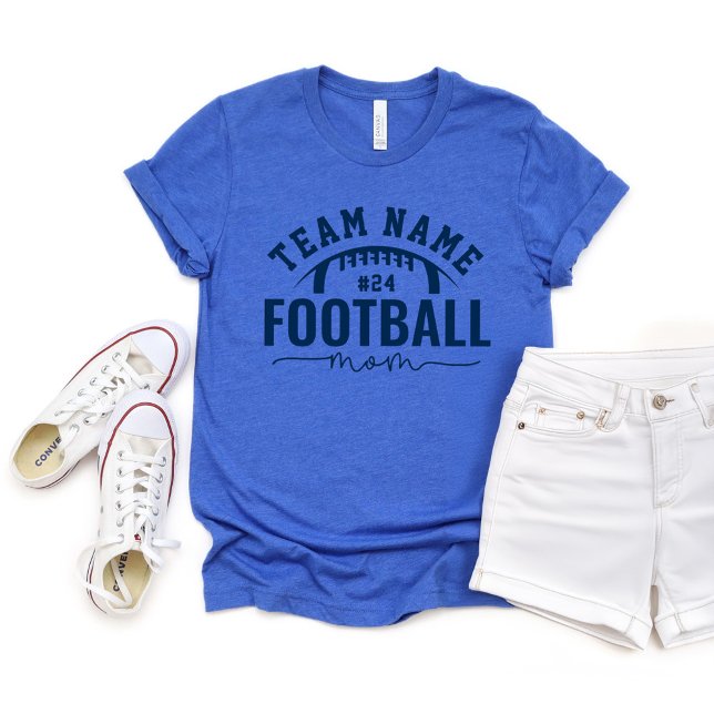 Personlig Blue Football Team Mamma T Shirt (Skapare uppladdad)
