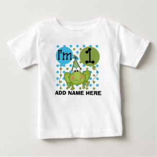 Personlig Blue Frog 1:a födelsedag Tshirt T-shirt