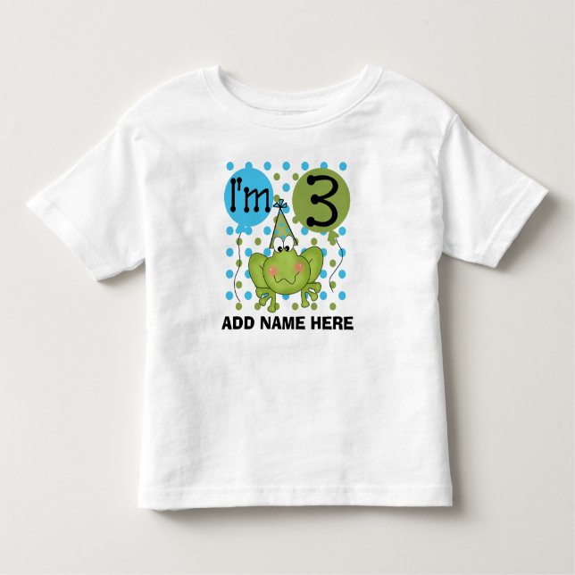 Personlig Blue Frog 3rd Birthday Tshirt T Shirt (Framsida)