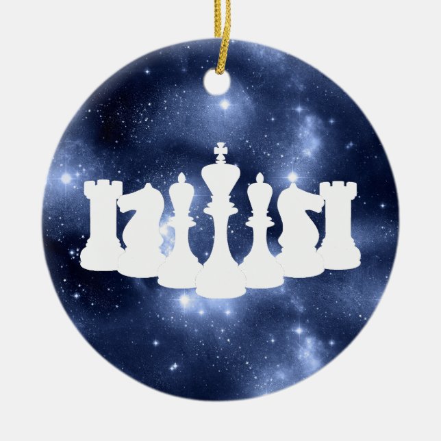 Personlig Blue Galaxy Chess Kung jul Julgransprydnad Keramik (Framsidan)