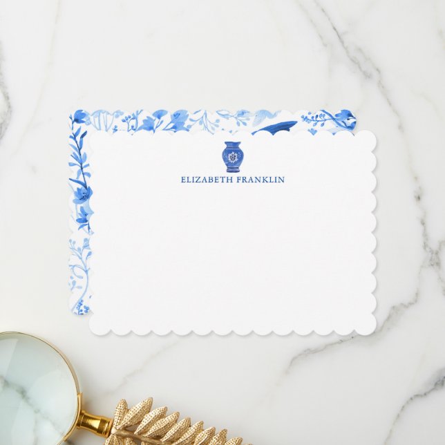 Personlig Blue Ginger Burk Shower Stationery Tack Kort (Fram/Back In Situ)