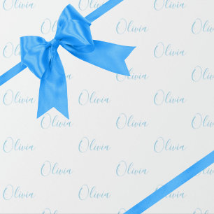 Personlig Blue Girly Elegant Namn Presentpapper