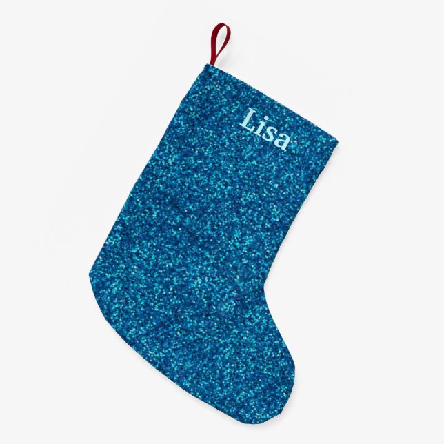 Personlig Blue Glitter-julklapp Liten Julstrumpa (Framsidan (Hängande))