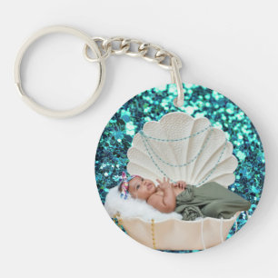 Personlig Blue Glitter Nyckelring med Anpassningsb