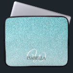 Personlig Blue Glitter Ombre Namn Monogram Laptop Fodral<br><div class="desc">Chic faux blue glitter med ombre-effekt,  blått glitter tonas till en vit bakgrund. Du kan anpassa eleganten laptop sleeve med ditt namn och monogram eller annan text. Perfektens personlig,  laptop sleeve. Om du behöver hjälp eller matchande produkter kontaktar du oss genom vår butik.</div>