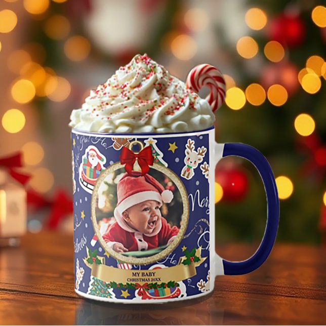 Personlig Blue God jul HO!HO!HO!HO! Mugg (Skapare uppladdad)
