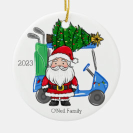 Personlig Blue Golf Cart Santa Julgran Julgransprydnad Keramik