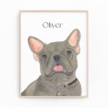 Personlig Blue Grått Frenchie Fransk Bulldog Art Fototryck<br><div class="desc">Jag är i kärlek med denna vackert detaljerade vattenfärgsillustration av en blå fenchie eller fransk bulldog! Anpassa de här bilderna med ditt namn eller monogram för att komplettera din dekoration och ändra typsnitt genom att markera alternativet "Redigera med design verktyg" vid anpassning. Köp resten av min samling för den sötaste...</div>