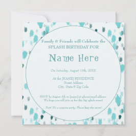Personlig Blue & Grått Roligt Big Stänk Birthday Inbjudningar