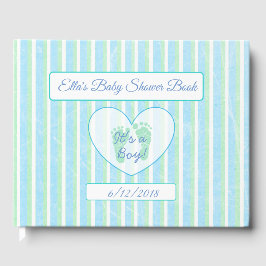 Personlig Blue & Grönt Rand Baby Shower Bok