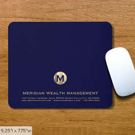 Personlig Blue Guld Business Monogram Mouse Pad Musmatta