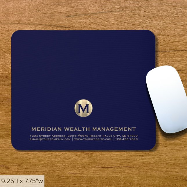 Personlig Blue Guld Business Monogram Mouse Pad Musmatta (Skapare uppladdad)