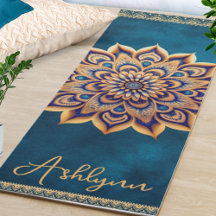Personlig Blue & Guld Mandala Dubbla Sided Yogi