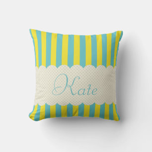 Personlig Blue Gult Rand Polka dots Design Kudde