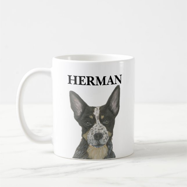 Personlig Blue Heeler Cattledog Kaffemugg (Vänster)