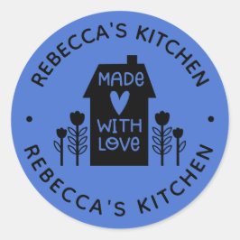 Personlig Blue Homemade med Kärlek Runt Klistermärke
