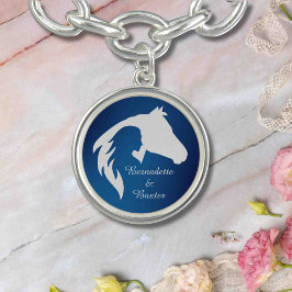 Personlig Blue Horse and Owner Namn Armband