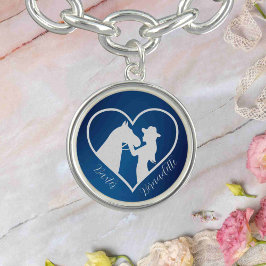 Personlig Blue Horse and Owner Namn Armband