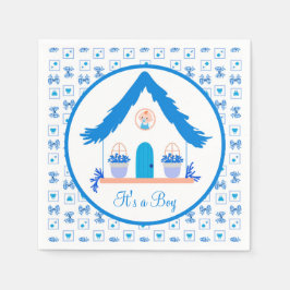 Personlig Blue House Det är en pojkvän-babyskor Pappersservett
