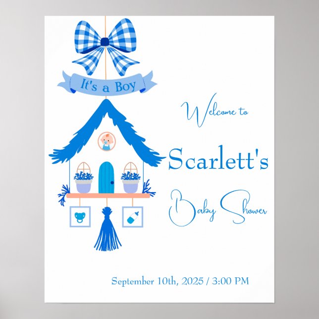 Personlig Blue House Det är en pojkvän-babyskor Poster (Framsidan)