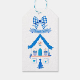 Personlig Blue House Tack Baby Shower Presentetikett
