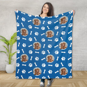 Personlig Blue Hund Photo Paw Skriv ut Mönster Fleecefilt