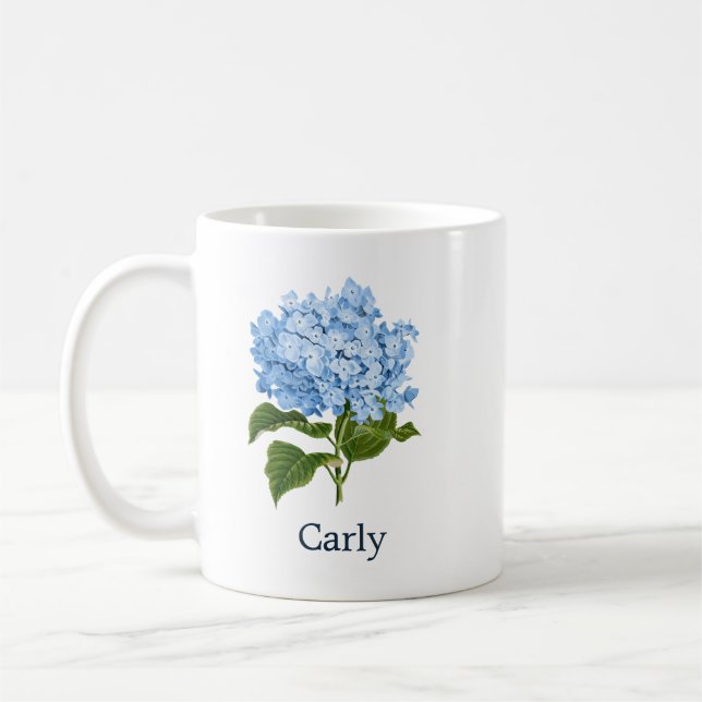 Personlig Blue Hydrangea Kaffemugg (Vänster)