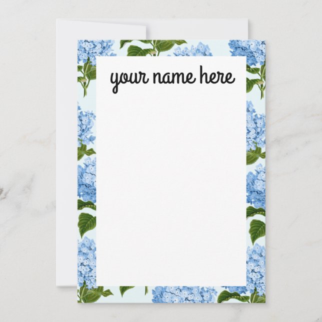 Personlig Blue Hydrangea Notecards Tack Kort (Framsida)