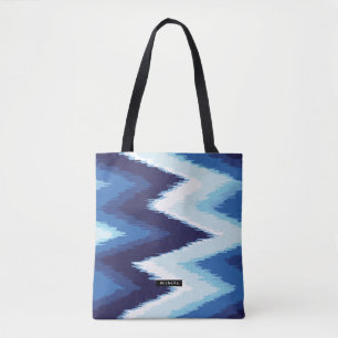 Personlig Blue Ikat Chevron Mönster Bridesmaid Tygkasse