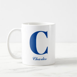 Personlig Blue Initial och Namn Mugg