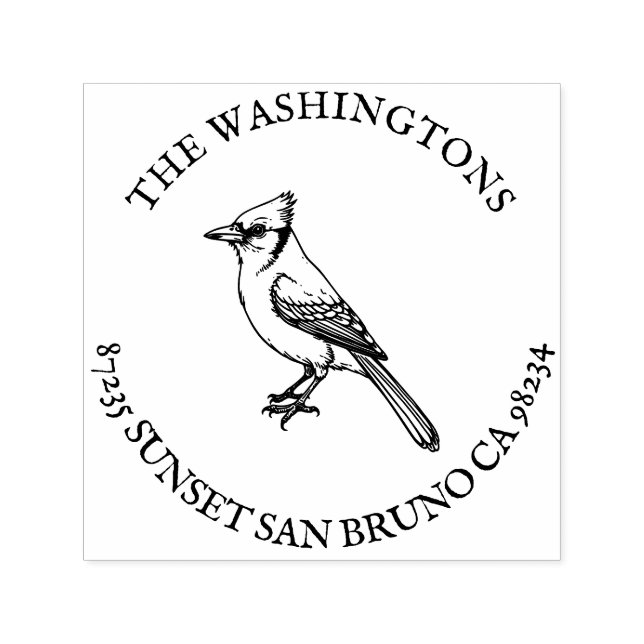 Personlig Blue Jay Returadress Frimärke Namn Självfärgande Stämpel (Design)