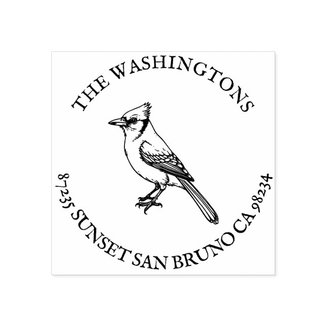 Personlig Blue Jay Returadress Frimärke Namn Stämpel (Tryck)