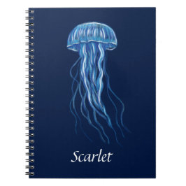 Personlig Blue Jellyfish illustration design Anteckningsbok