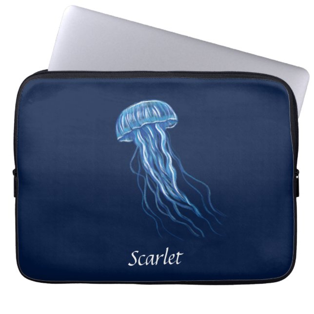 Personlig Blue Jellyfish illustration design Laptop Fodral (Framsidan)