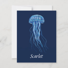 Personlig Blue Jellyfish illustration design Vykort