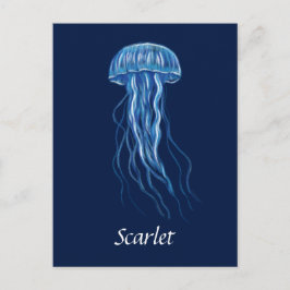 Personlig Blue Jellyfish illustration design Vykort