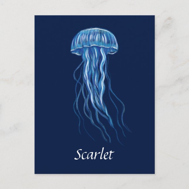 Personlig Blue Jellyfish illustration design Vykort (Framsida)