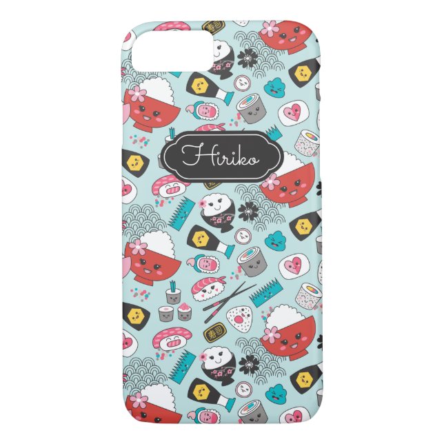 Personlig Blue Kawaii Sushi Case-Mate iPhone Skal (Baksida)