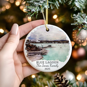 Personlig Blue Lagoon, Island Gift Julgransprydnad Keramik