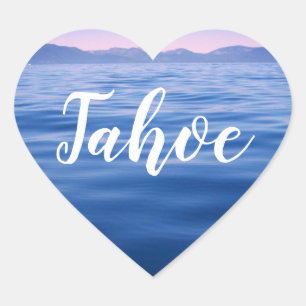 Personlig Blue Lake Tahoe Vatten Foto Hjärtformat Klistermärke