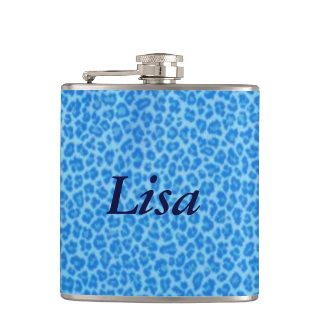 Personlig Blue Leopard Skin Flask Fickplunta (Framsidan)